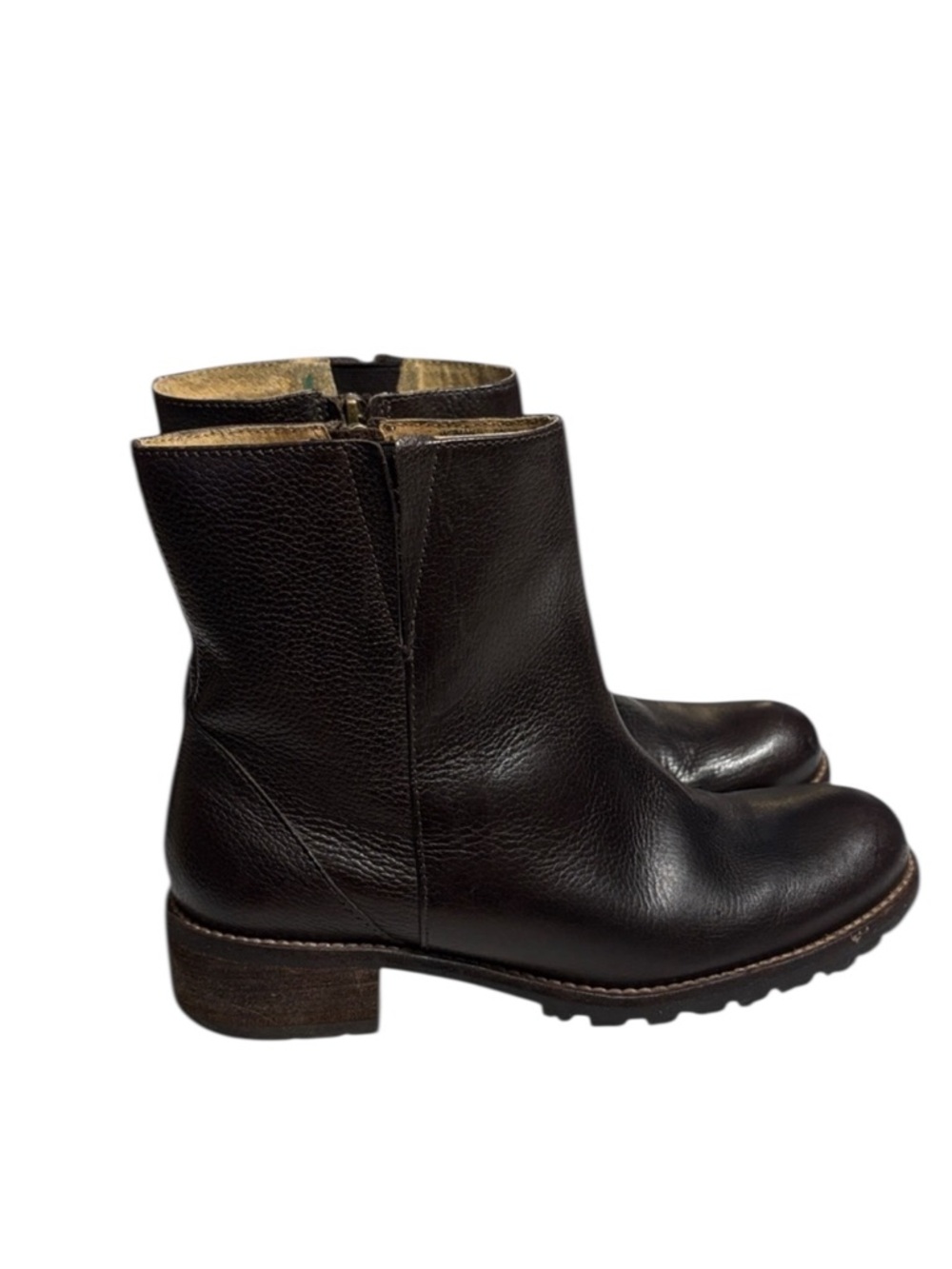 L.L. Bean Leather Chelsea Boots Woman's Size 7 Brown Made in Brazil Side Zipper - Picture 2 of 12